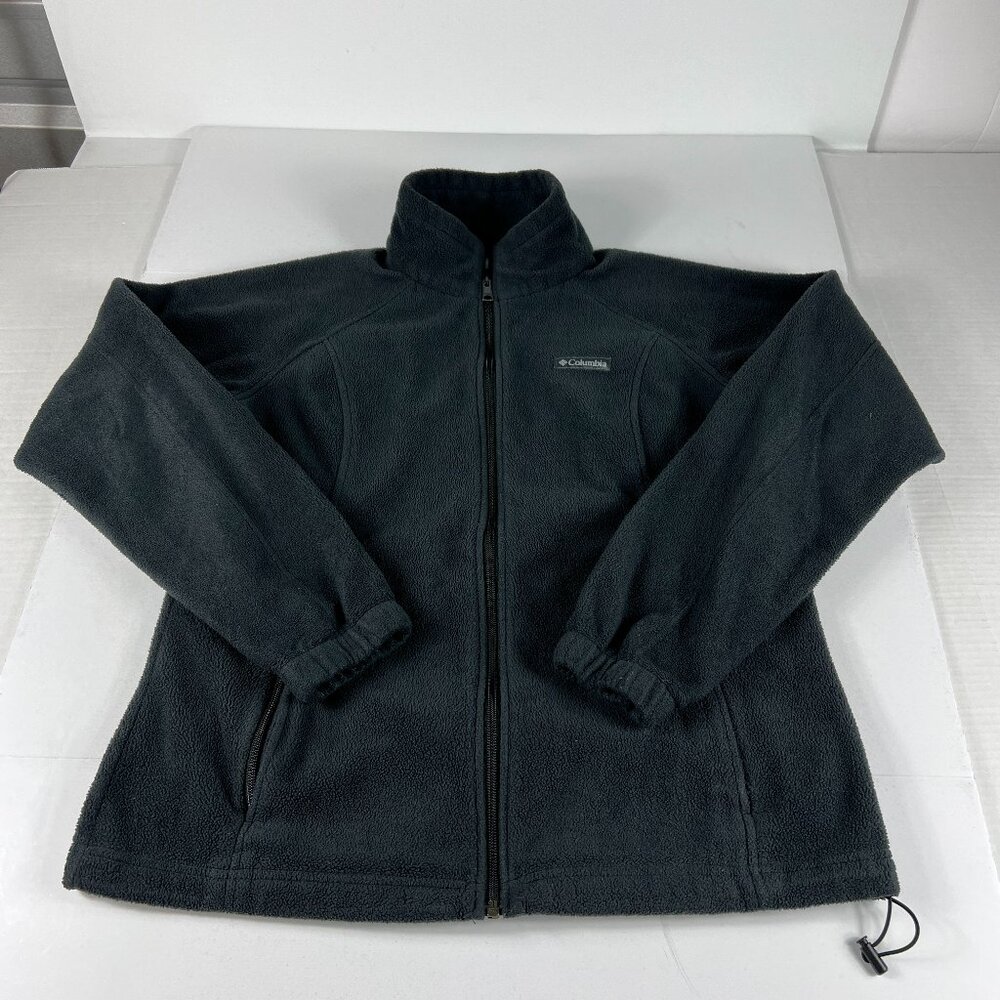 Columbia Full Zip Fleece Sweatshirt Women's Large Grey Long Sleeve Mock Neck #2